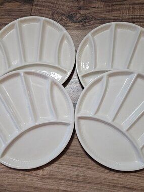 Vintage Divided Fondue/Sushi Plates, California USA 500, Set of 4